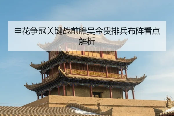 申花争冠关键战前瞻吴金贵排兵布阵看点解析